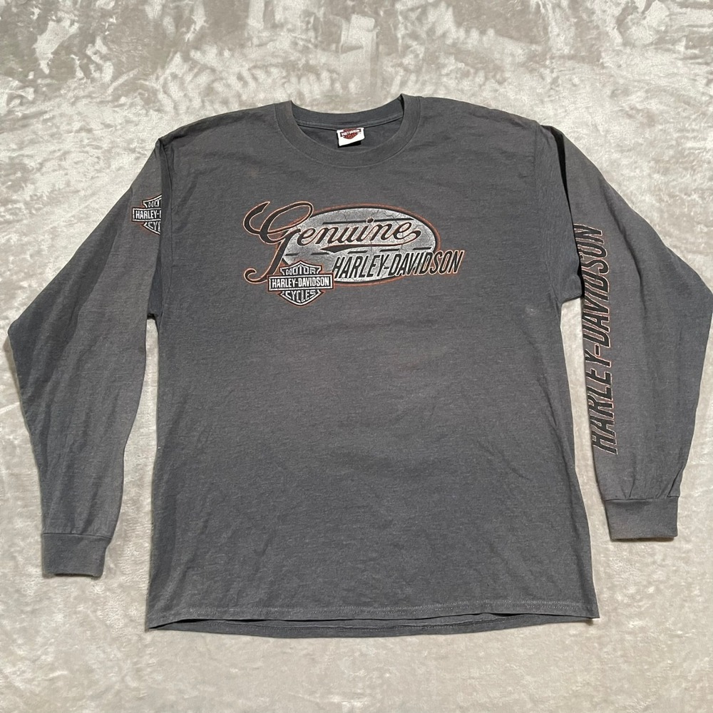 Harley Davidson Shirt Mens XL? Gray Long Sleeve Grand Canyon Route 66 Arizona
